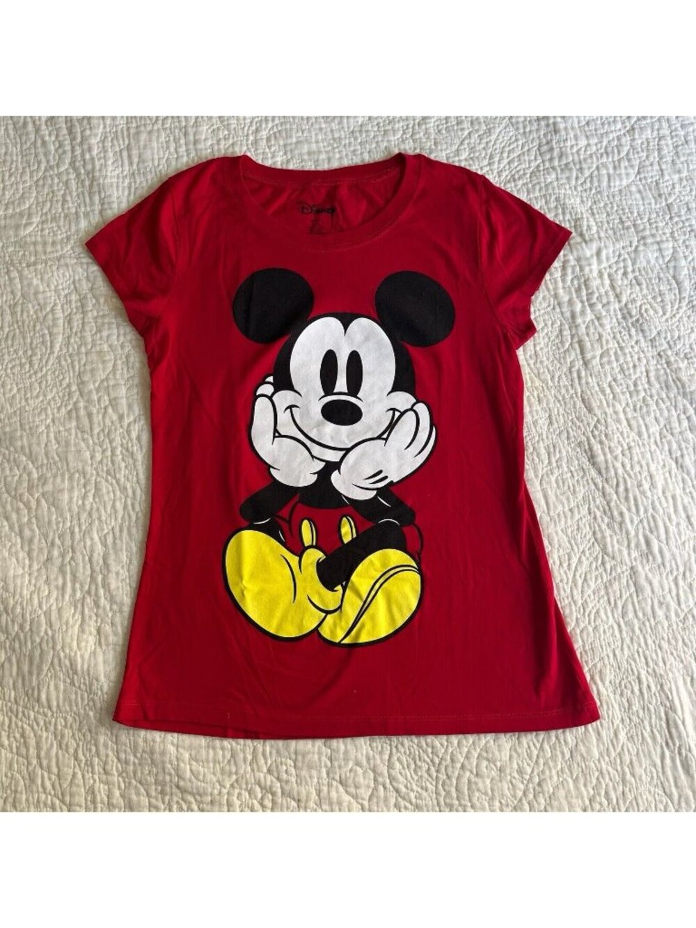 Disney Mickey Mouse Girls Tee shirt Junior Size XL Red Graphic Tee Short Sleeve